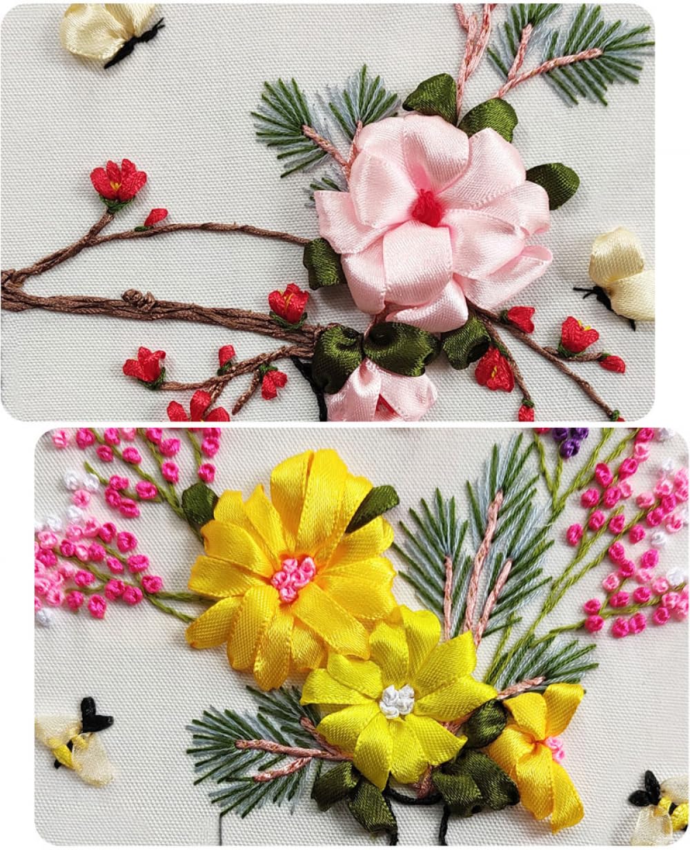 Amazon | 初心者向け3Dリボン刺繍スターターキット、ローズブーケ3D